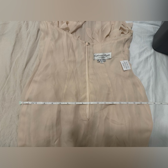 Catherine Regehr Formal Dress T Neck Bejeweled 100% Silk Spiral Hem Pink Medium - Picture 13 of 13